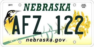 NE license plate AFZ122