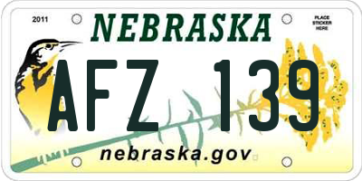 NE license plate AFZ139