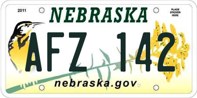 NE license plate AFZ142