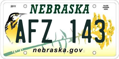 NE license plate AFZ143