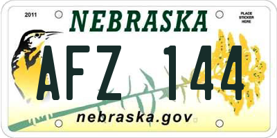 NE license plate AFZ144