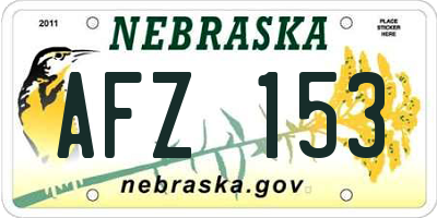 NE license plate AFZ153