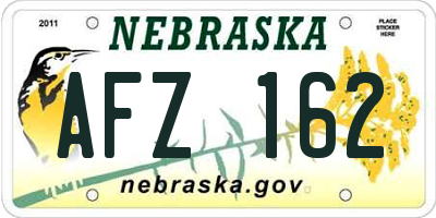 NE license plate AFZ162