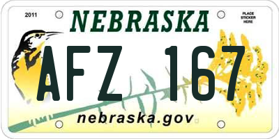 NE license plate AFZ167