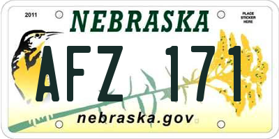 NE license plate AFZ171