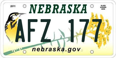 NE license plate AFZ177