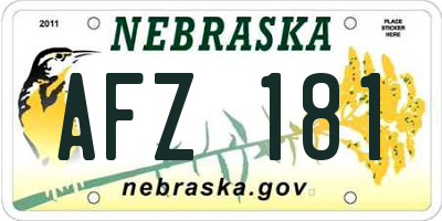 NE license plate AFZ181