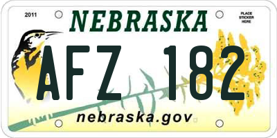NE license plate AFZ182