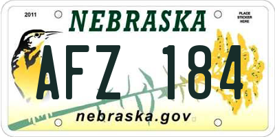NE license plate AFZ184