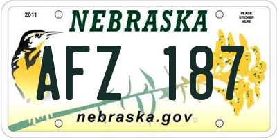 NE license plate AFZ187