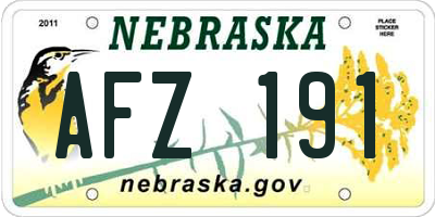 NE license plate AFZ191