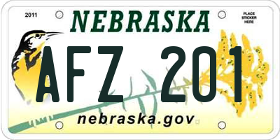 NE license plate AFZ201