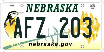 NE license plate AFZ203