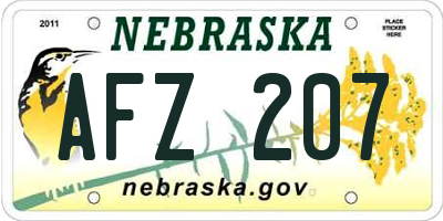 NE license plate AFZ207