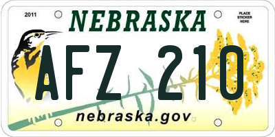 NE license plate AFZ210