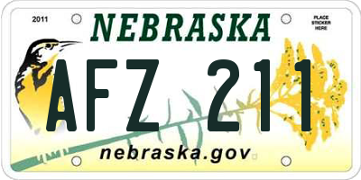 NE license plate AFZ211