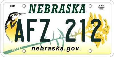 NE license plate AFZ212