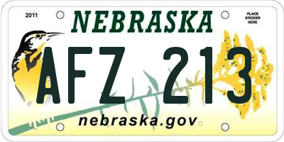 NE license plate AFZ213