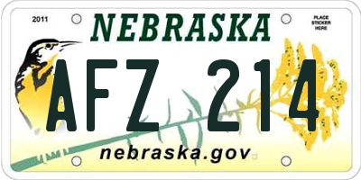 NE license plate AFZ214