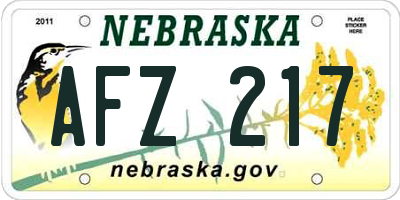NE license plate AFZ217