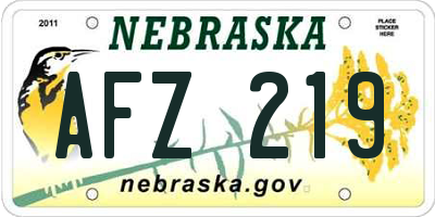 NE license plate AFZ219