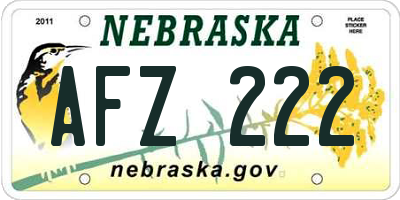 NE license plate AFZ222