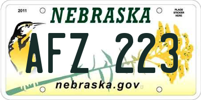 NE license plate AFZ223