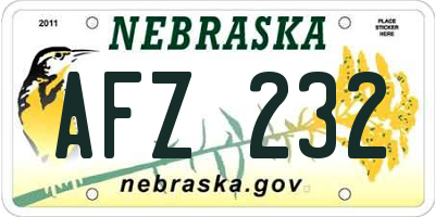 NE license plate AFZ232