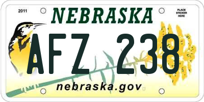NE license plate AFZ238