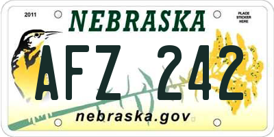 NE license plate AFZ242