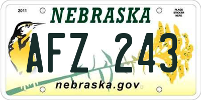 NE license plate AFZ243