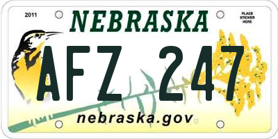 NE license plate AFZ247