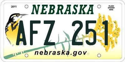NE license plate AFZ251