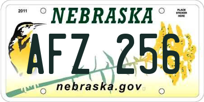 NE license plate AFZ256