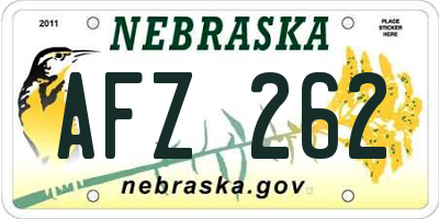 NE license plate AFZ262