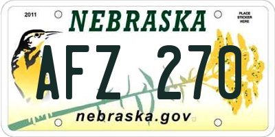 NE license plate AFZ270