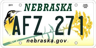 NE license plate AFZ271