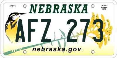 NE license plate AFZ273