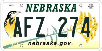 NE license plate AFZ274