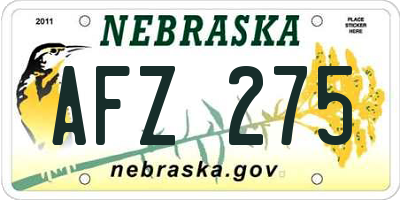 NE license plate AFZ275