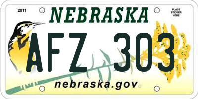 NE license plate AFZ303