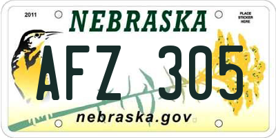 NE license plate AFZ305