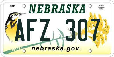 NE license plate AFZ307