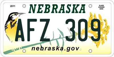 NE license plate AFZ309