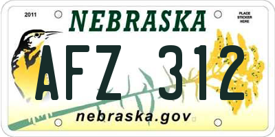 NE license plate AFZ312