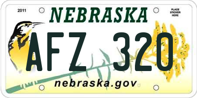 NE license plate AFZ320