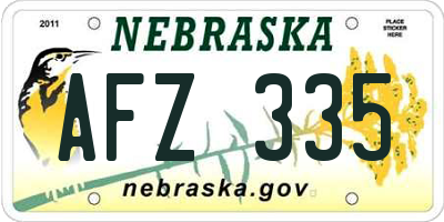 NE license plate AFZ335