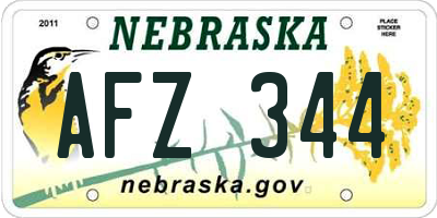 NE license plate AFZ344