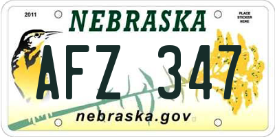 NE license plate AFZ347