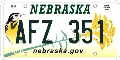 NE license plate AFZ351